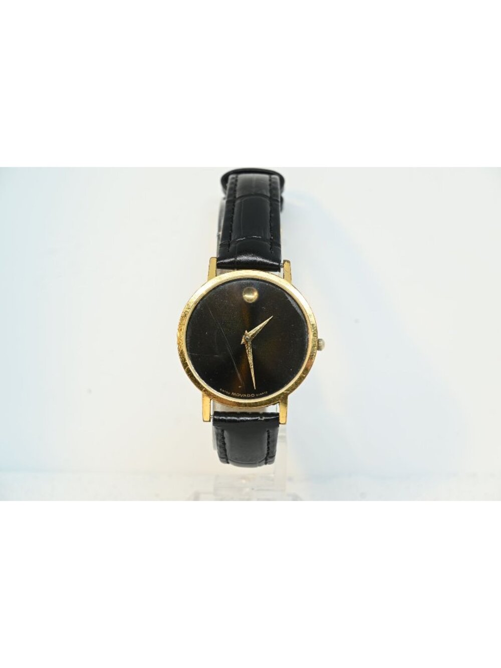 Movado Museum 87-33-882 Black Dial Gold Tone Swiss Quartz Dress Watch 31mm